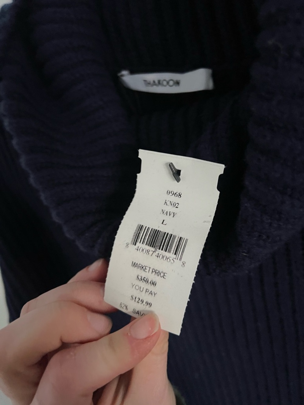 NWT Thakoon Navy Ribbed Turtleneck Pullover, size large - Picture 4 of 8